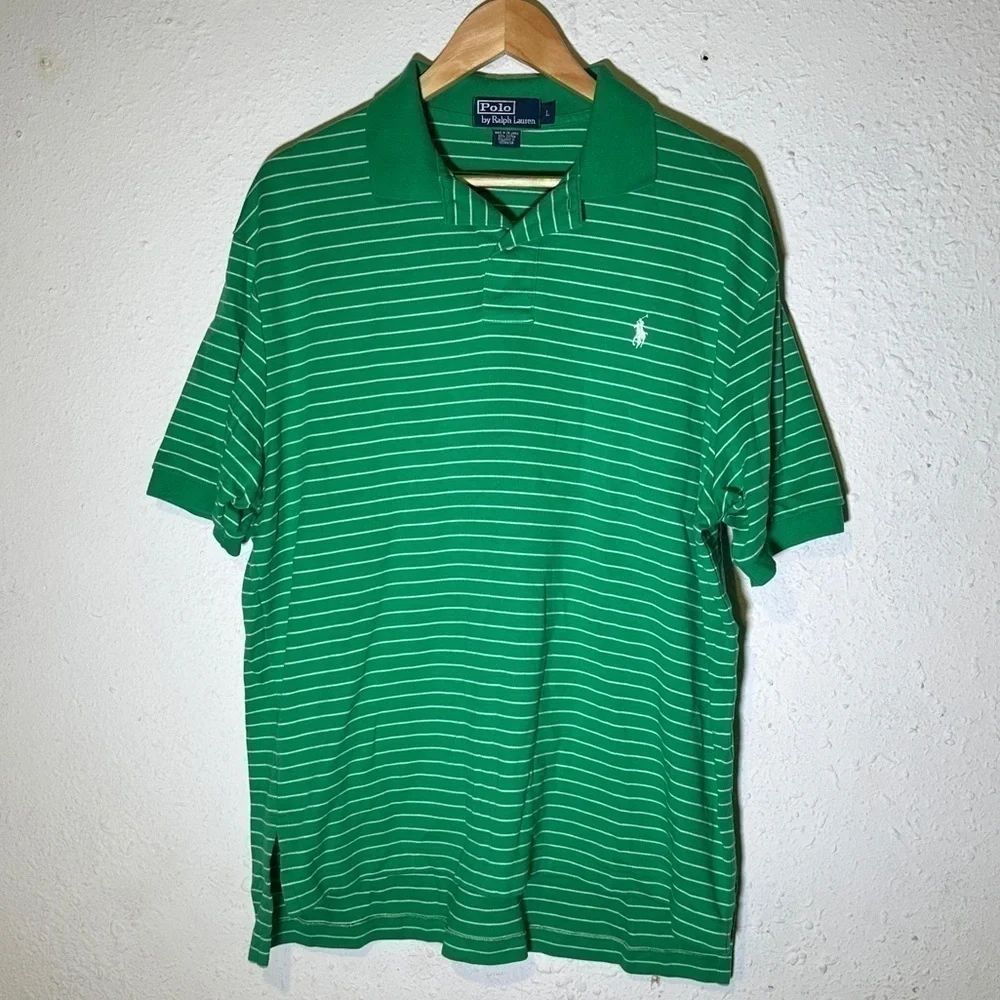 Polo By Ralph Lauren Striped Short Sleeve Polo Top Size Large Men